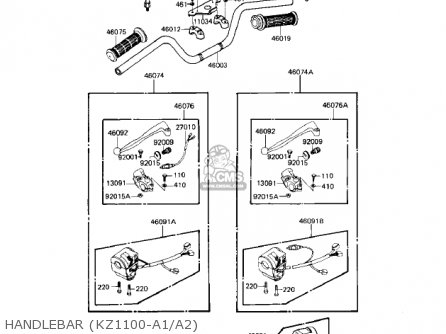 HANDLEBAR (KZ1100-A1/A2) - KZ1100A3 SHAFT 1983 USA CANADA