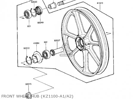 FRONT WHEEL/HUB (KZ1100-A1/A2) - KZ1100A3 SHAFT 1983 USA CANADA