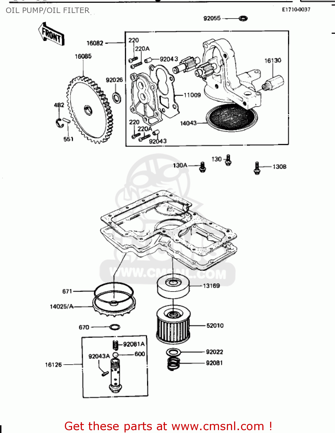 OIL PUMP/OIL FILTER KZ1100B1 GPZ 1981 USA CANADA