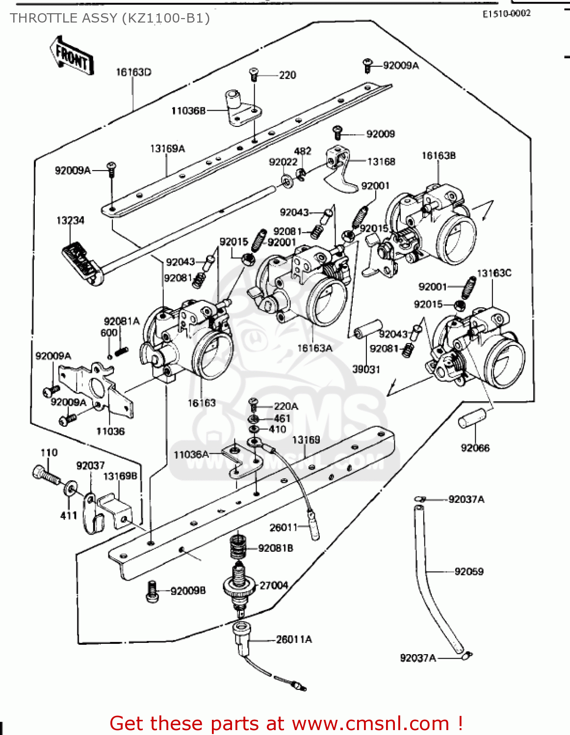 THROTTLE ASSY (KZ1100-B1) KZ1100B1 GPZ 1981 USA CANADA