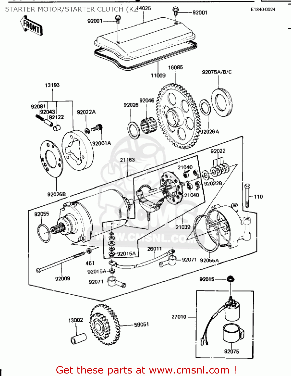 STARTER MOTOR/STARTER CLUTCH (KZ KZ1100B1 GPZ 1981 USA CANADA