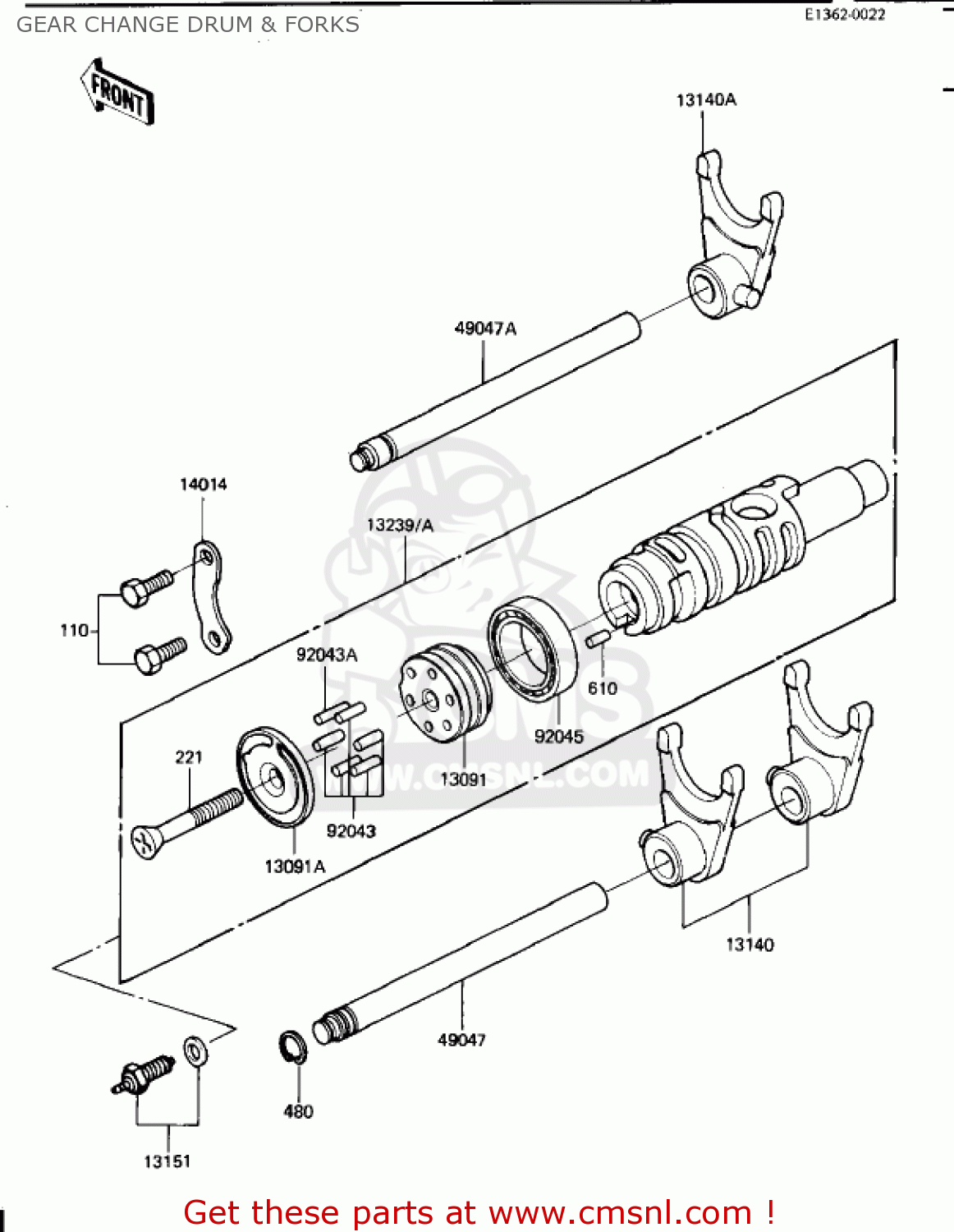 GEAR CHANGE DRUM & FORKS KZ1100B1 GPZ 1981 USA CANADA