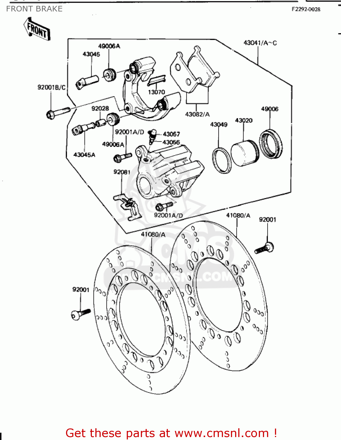 FRONT BRAKE KZ1100B1 GPZ 1981 USA CANADA