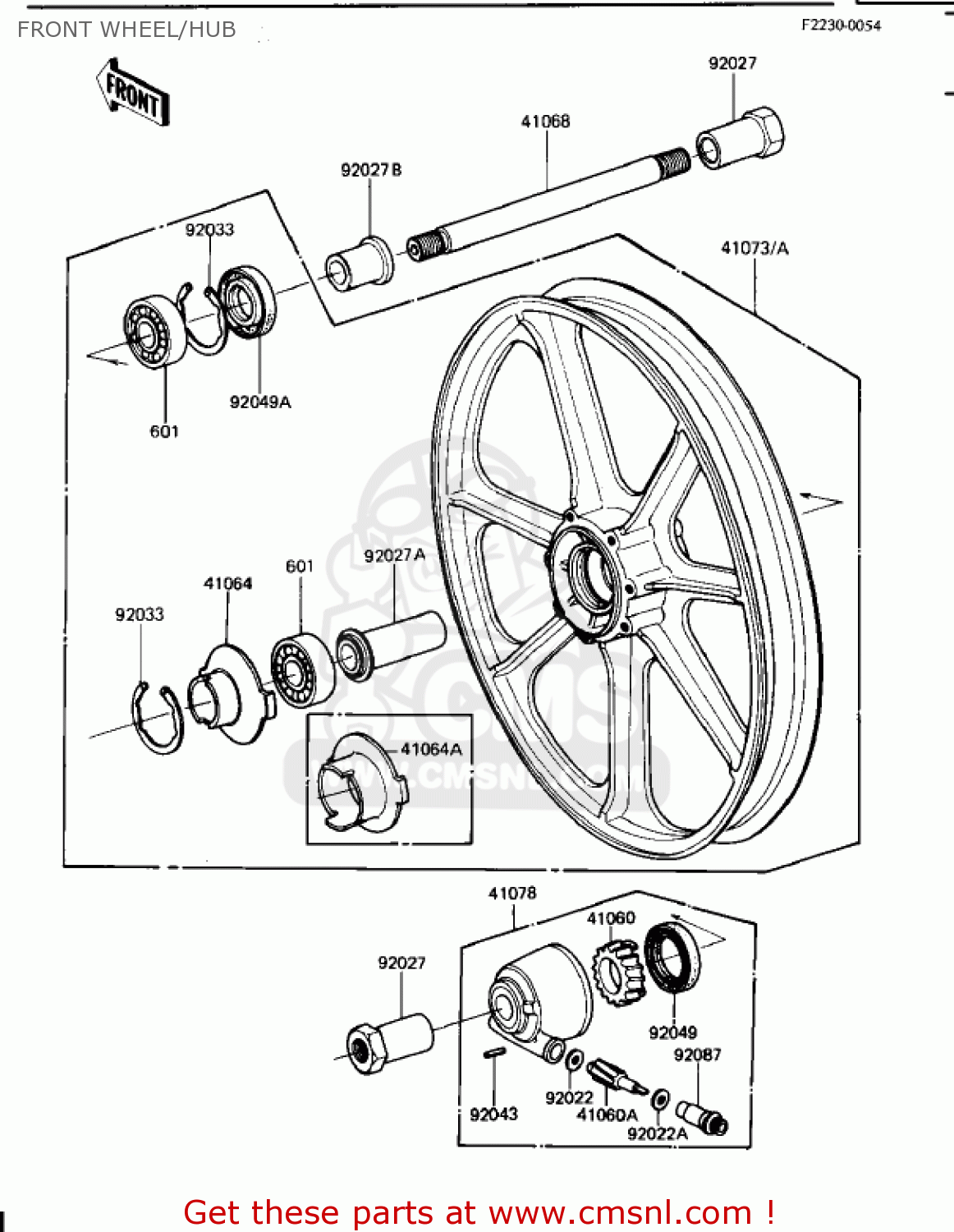 FRONT WHEEL/HUB KZ1100B1 GPZ 1981 USA CANADA