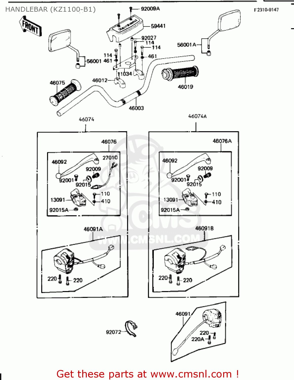 HANDLEBAR (KZ1100-B1) KZ1100B1 GPZ 1981 USA CANADA