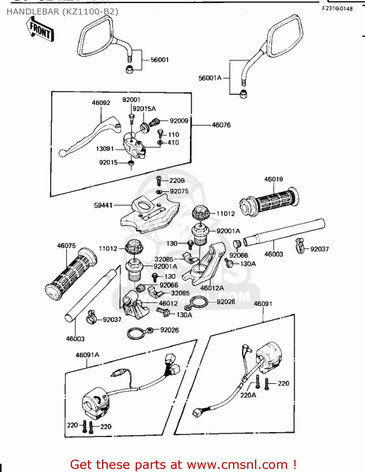 HANDLEBAR (KZ1100-B2) KZ1100B1 GPZ 1981 USA CANADA