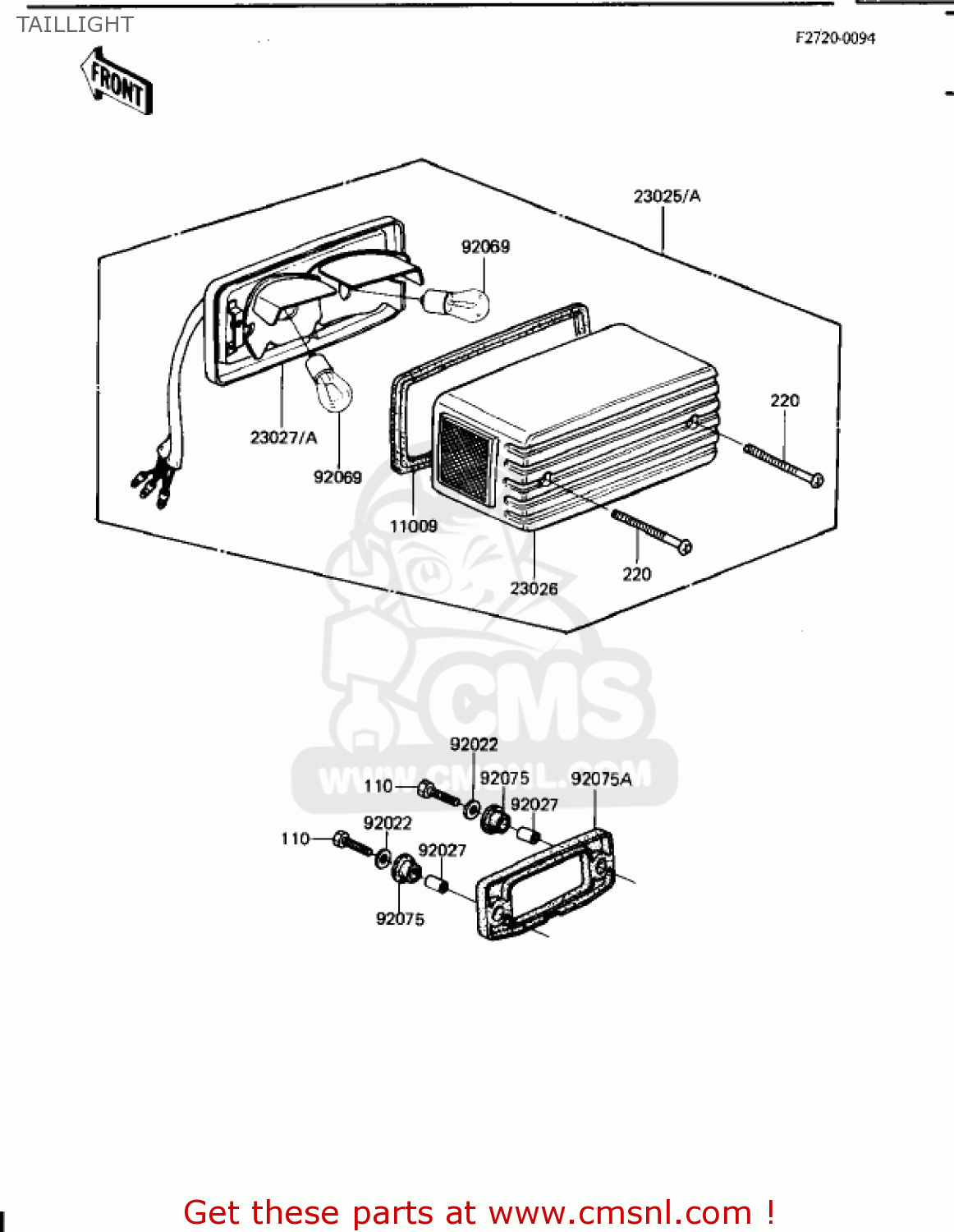 TAILLIGHT KZ1100B1 GPZ 1981 USA CANADA