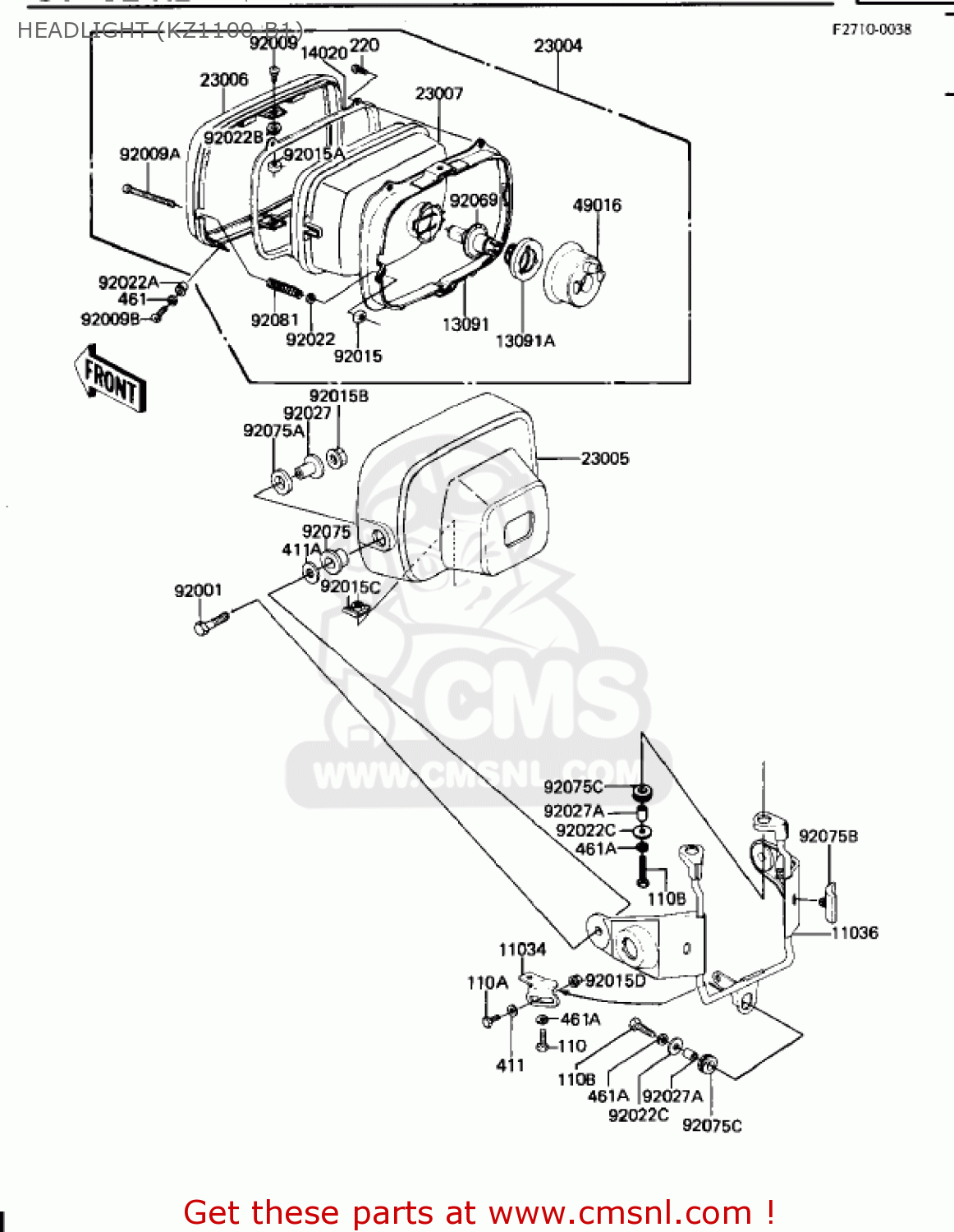 HEADLIGHT (KZ1100-B1) KZ1100B1 GPZ 1981 USA CANADA