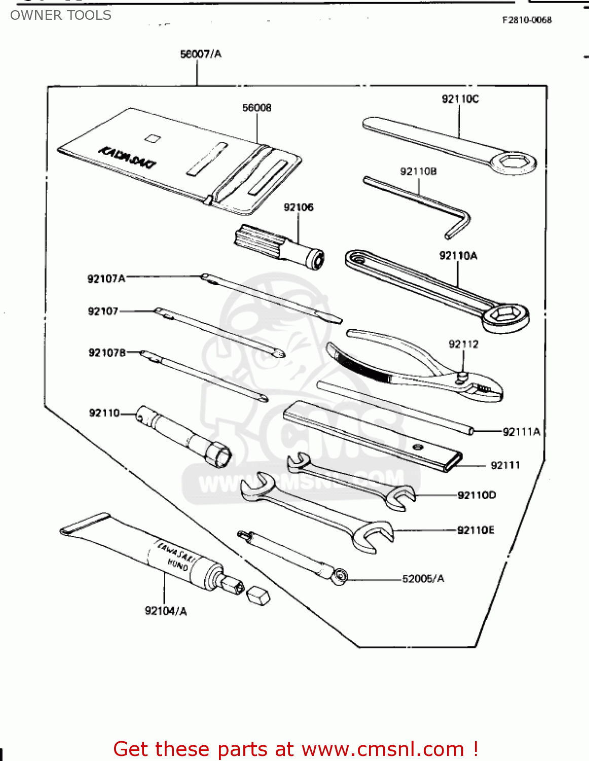 OWNER TOOLS KZ1100B1 GPZ 1981 USA CANADA