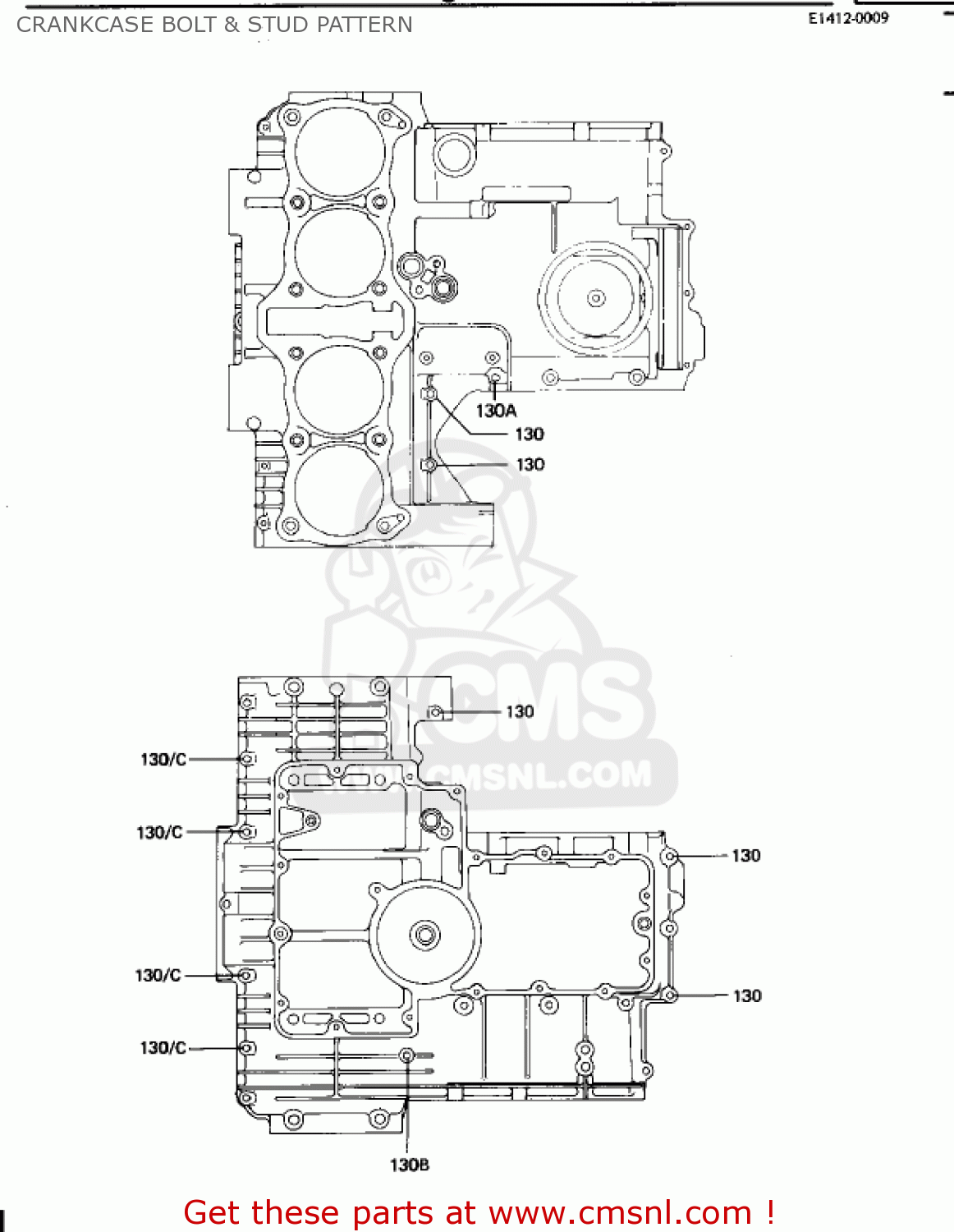 CRANKCASE BOLT & STUD PATTERN KZ1100B1 GPZ 1981 USA CANADA