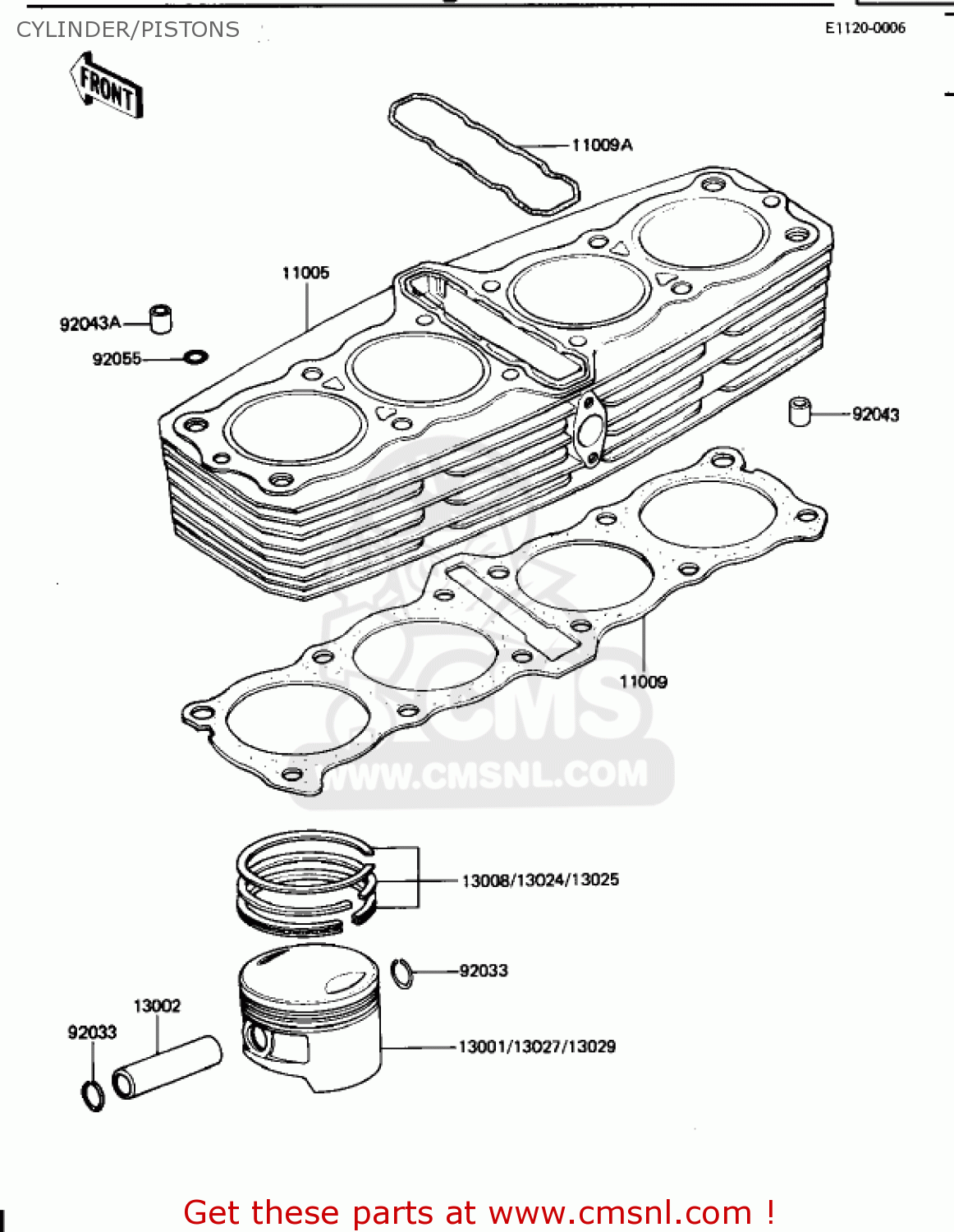 CYLINDER/PISTONS KZ1100B1 GPZ 1981 USA CANADA