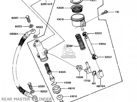 REAR MASTER CYLINDER - KZ1100B1 GPZ 1981 USA CANADA