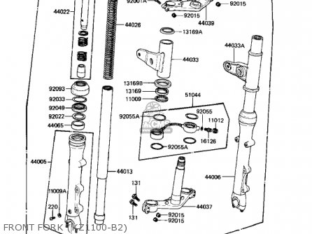 FRONT FORK (KZ1100-B2) - KZ1100B1 GPZ 1981 USA CANADA