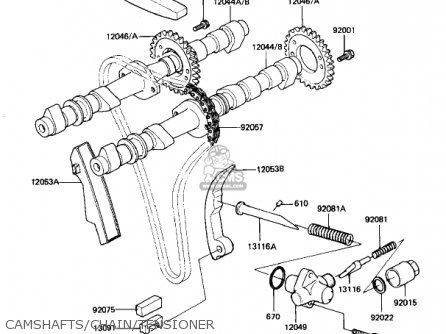 CAMSHAFTS/CHAIN/TENSIONER - KZ1100B1 GPZ 1981 USA CANADA