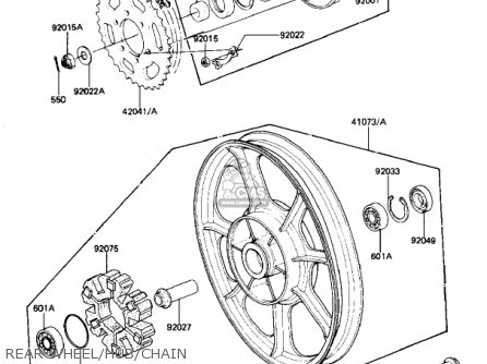 REAR WHEEL/HUB/CHAIN - KZ1100B1 GPZ 1981 USA CANADA