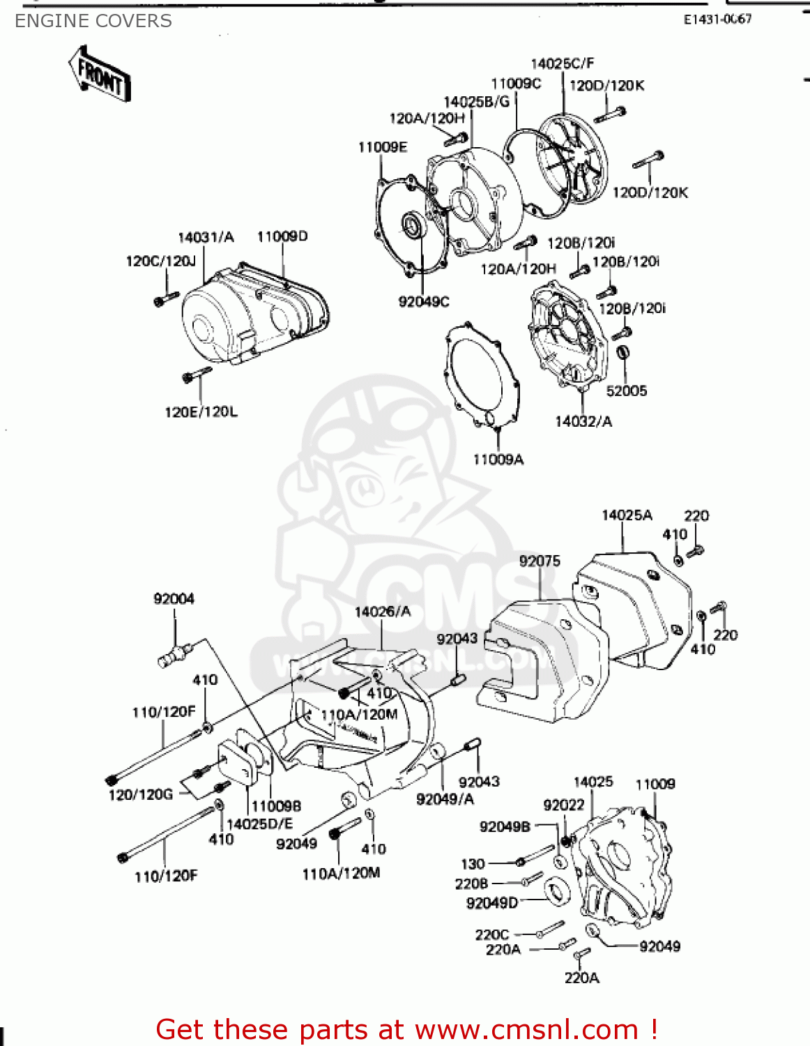 ENGINE COVERS KZ1100B2 GPZ 1982 USA CANADA