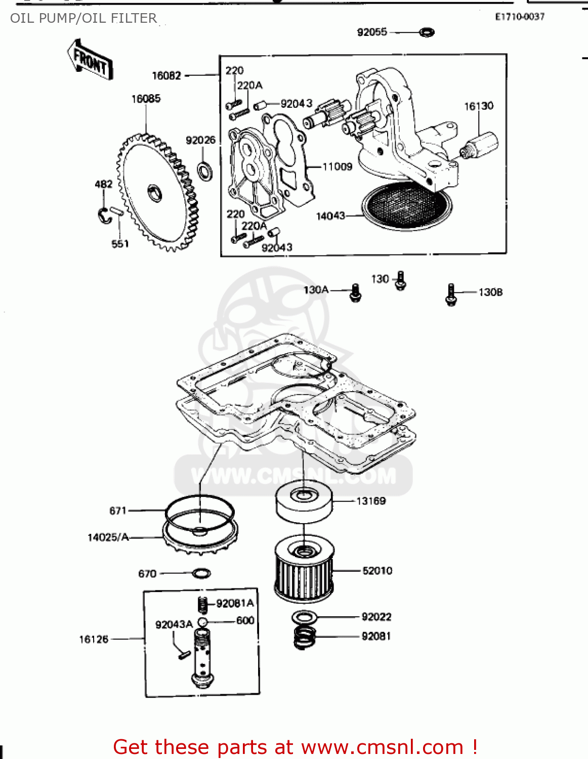 OIL PUMP/OIL FILTER KZ1100B2 GPZ 1982 USA CANADA