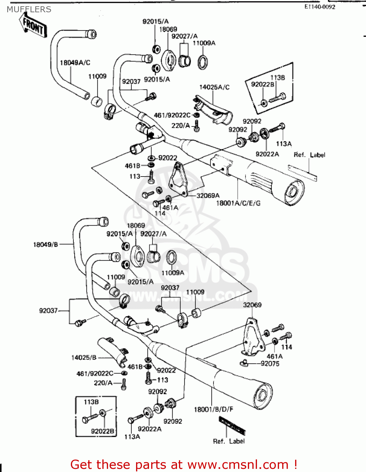 MUFFLERS KZ1100B2 GPZ 1982 USA CANADA