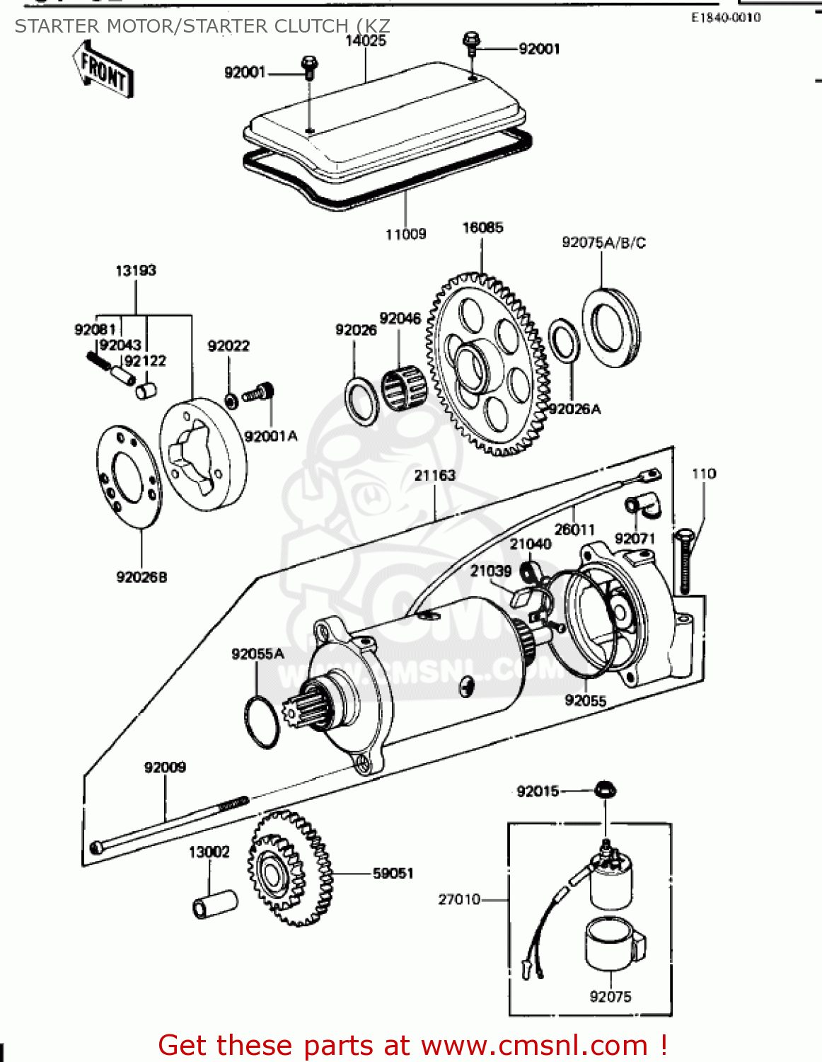 STARTER MOTOR/STARTER CLUTCH (KZ KZ1100B2 GPZ 1982 USA CANADA