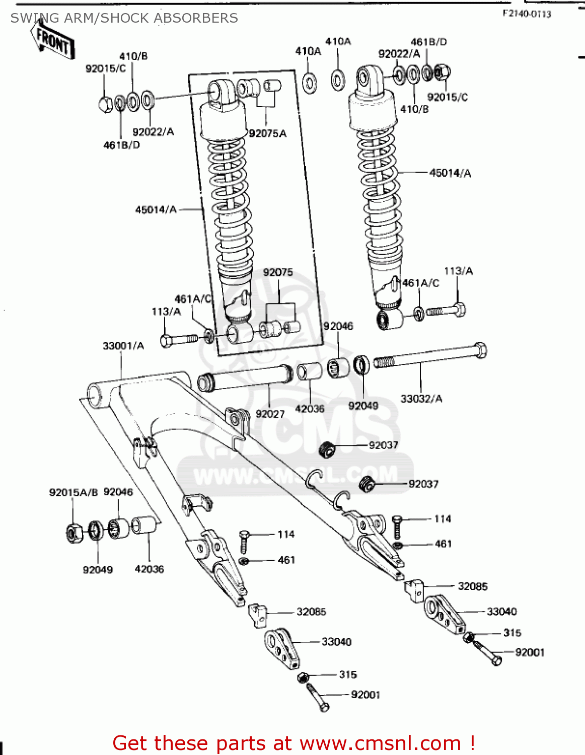 SWING ARM/SHOCK ABSORBERS KZ1100B2 GPZ 1982 USA CANADA