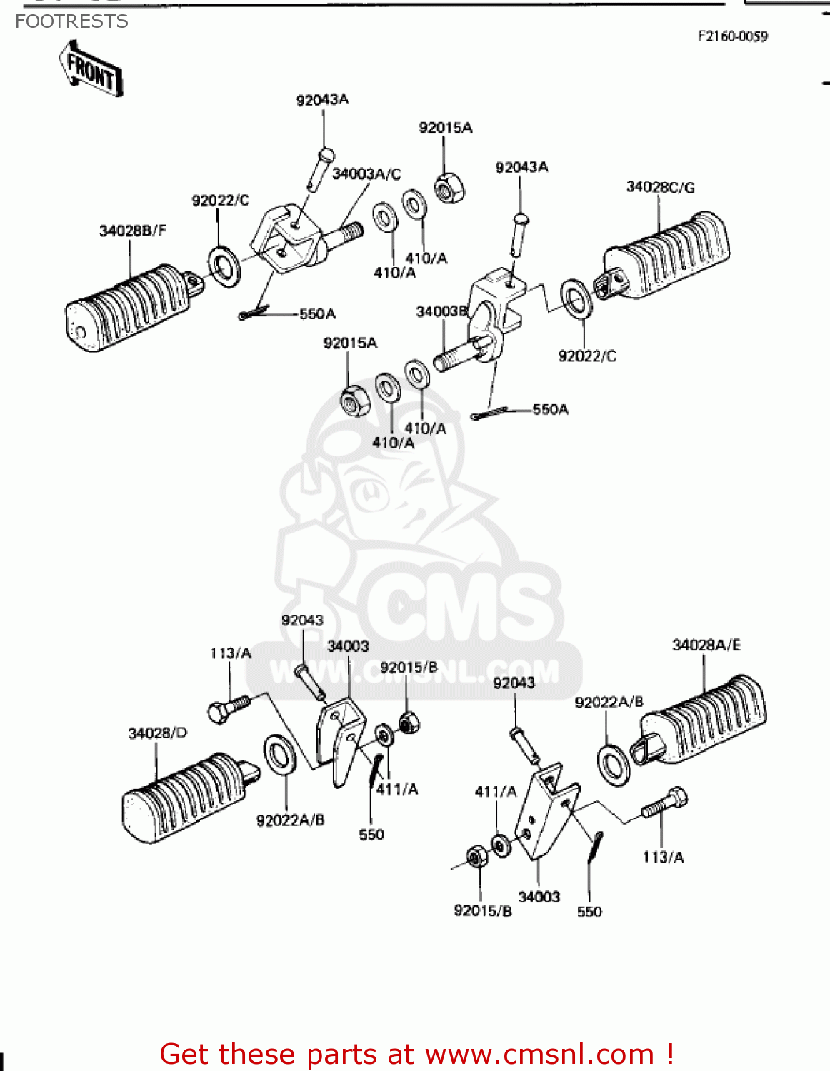 FOOTRESTS KZ1100B2 GPZ 1982 USA CANADA