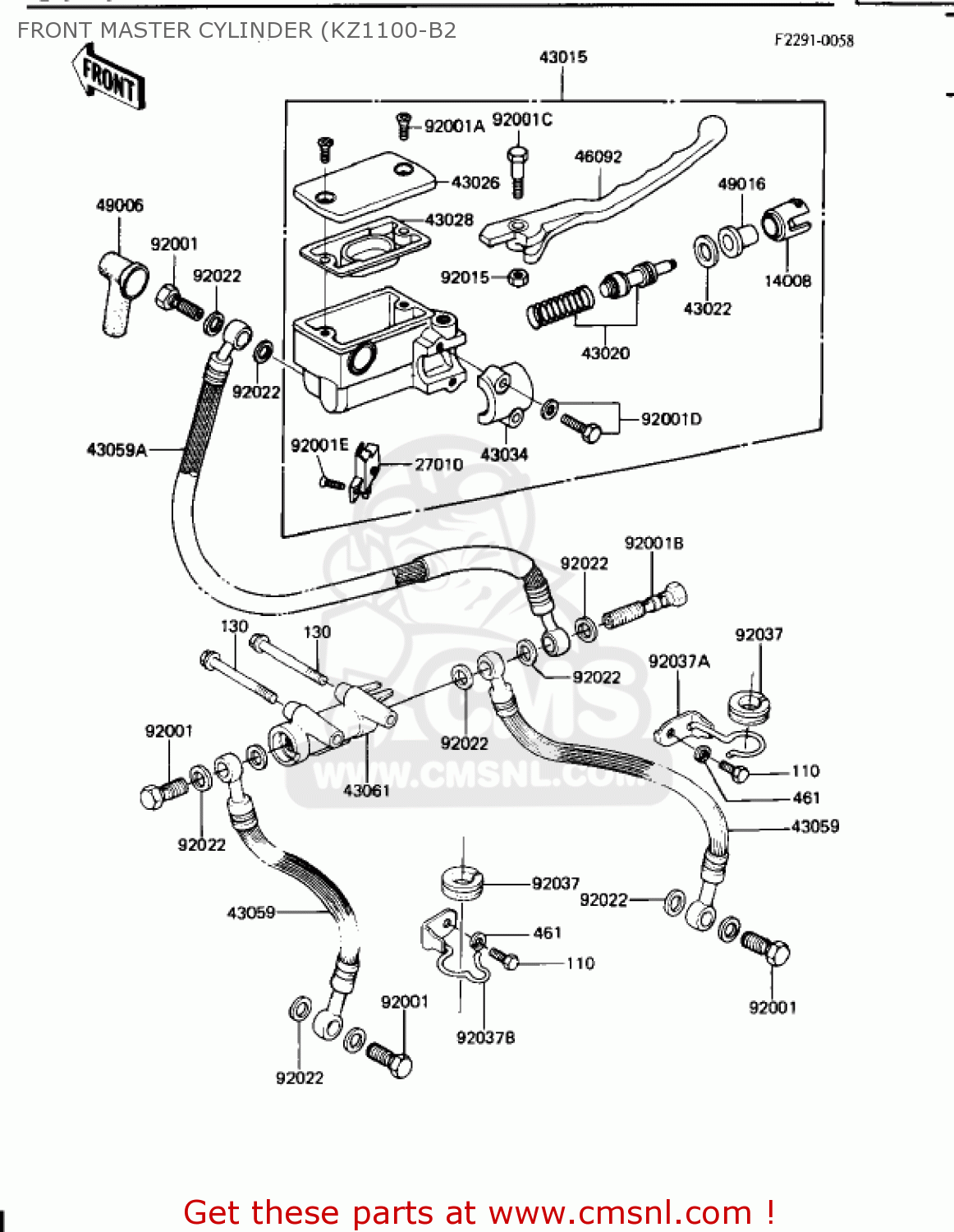 FRONT MASTER CYLINDER (KZ1100-B2 KZ1100B2 GPZ 1982 USA CANADA