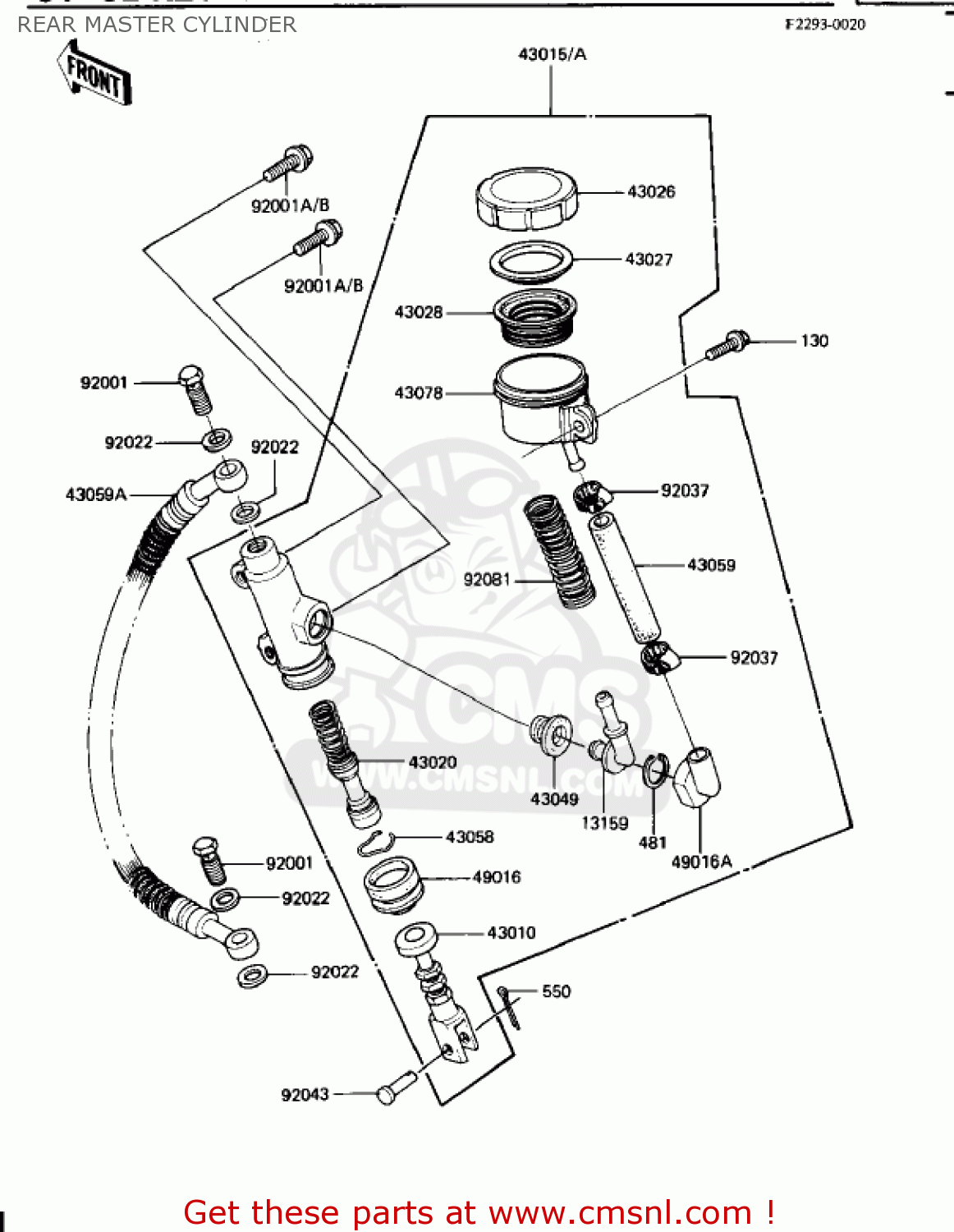 REAR MASTER CYLINDER KZ1100B2 GPZ 1982 USA CANADA