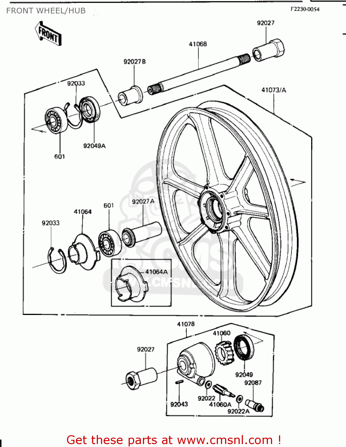 FRONT WHEEL/HUB KZ1100B2 GPZ 1982 USA CANADA