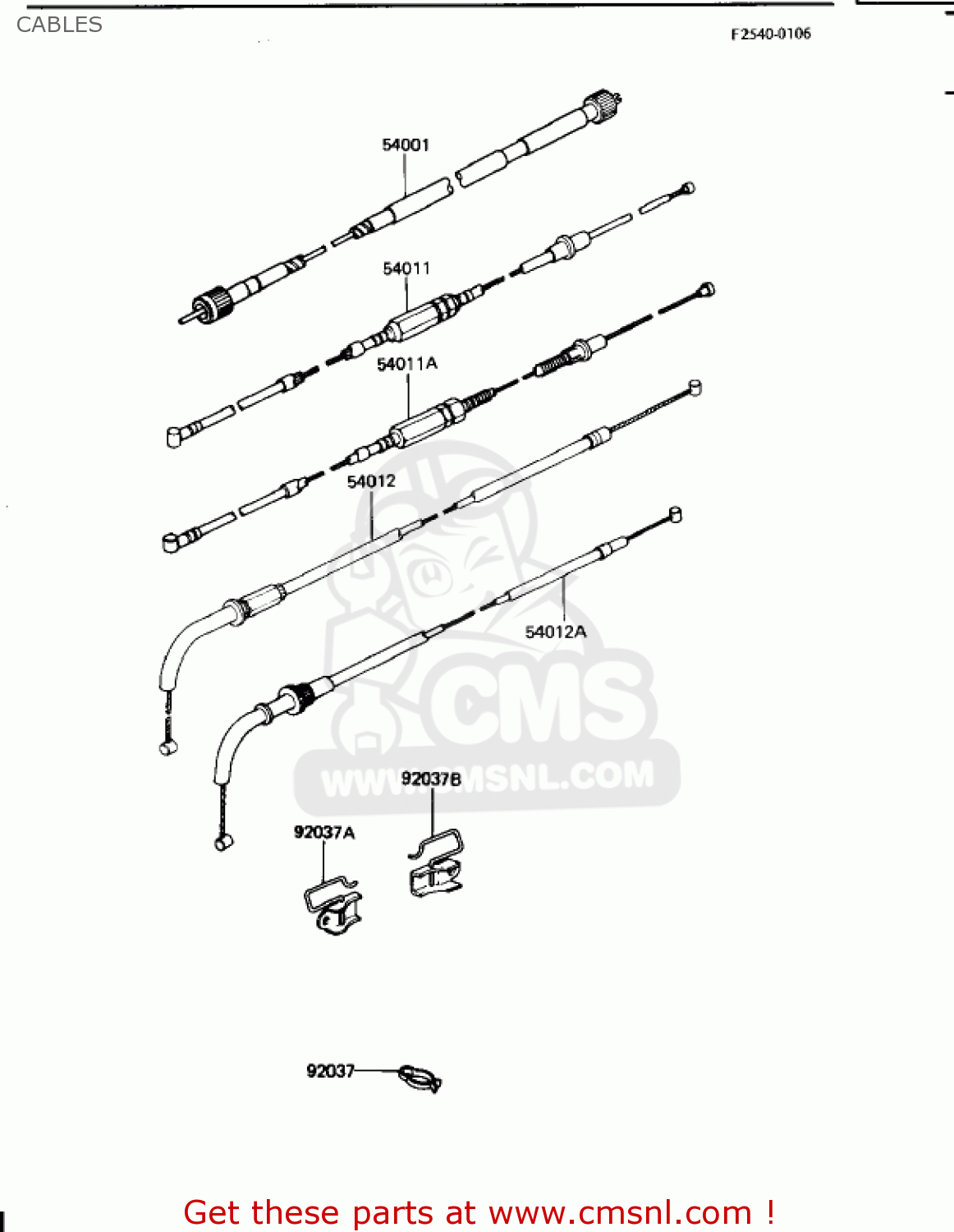 CABLES KZ1100B2 GPZ 1982 USA CANADA