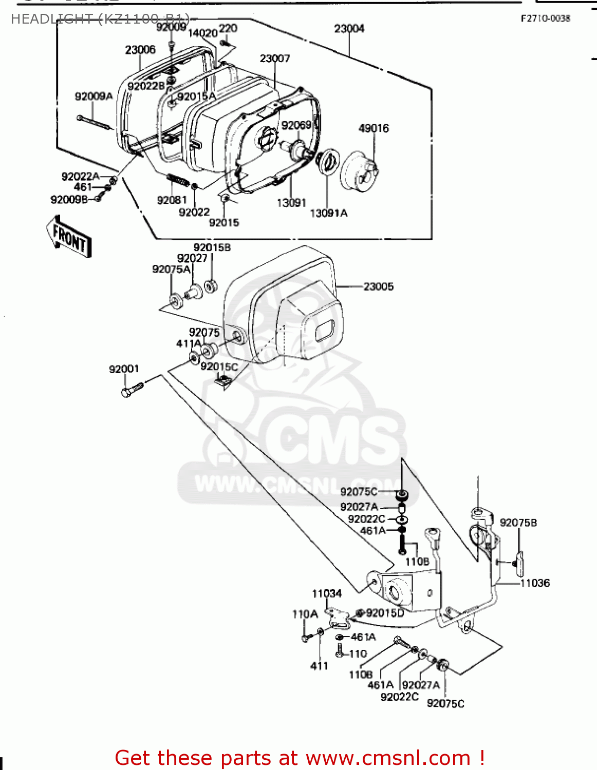 HEADLIGHT (KZ1100-B1) KZ1100B2 GPZ 1982 USA CANADA