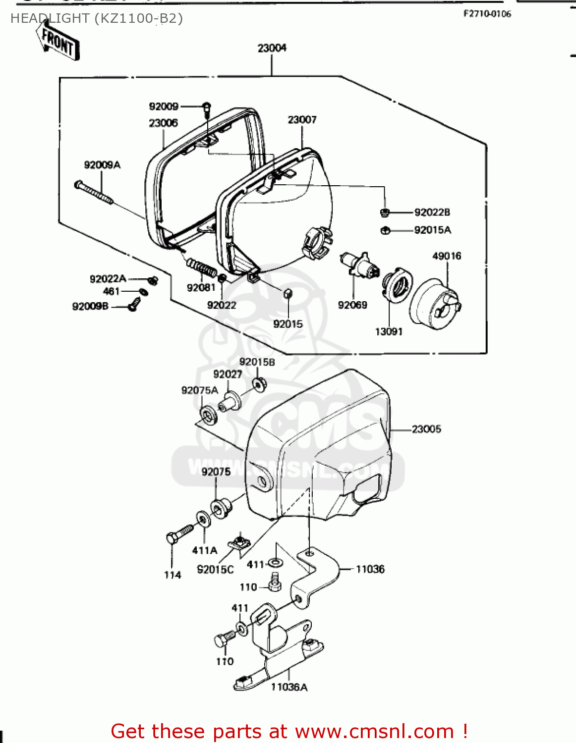 HEADLIGHT (KZ1100-B2) KZ1100B2 GPZ 1982 USA CANADA