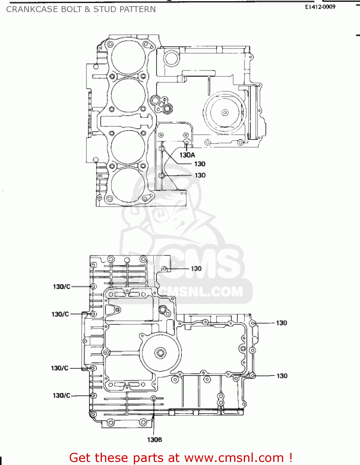 CRANKCASE BOLT & STUD PATTERN KZ1100B2 GPZ 1982 USA CANADA