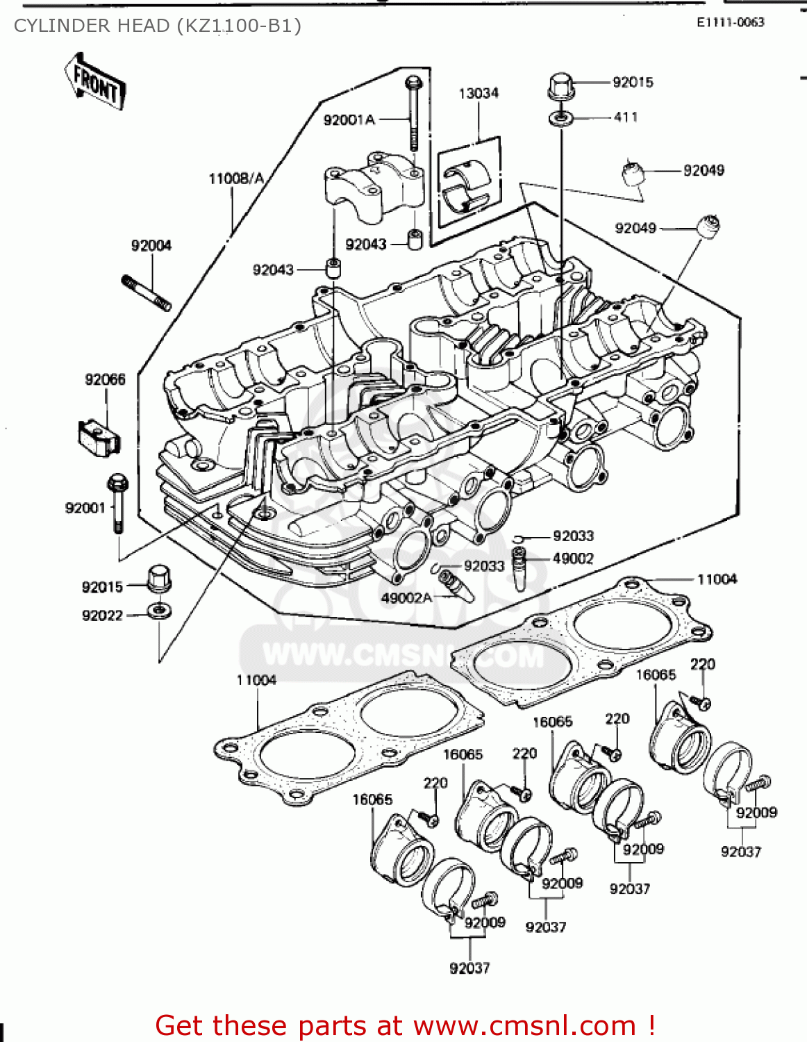 CYLINDER HEAD (KZ1100-B1) KZ1100B2 GPZ 1982 USA CANADA