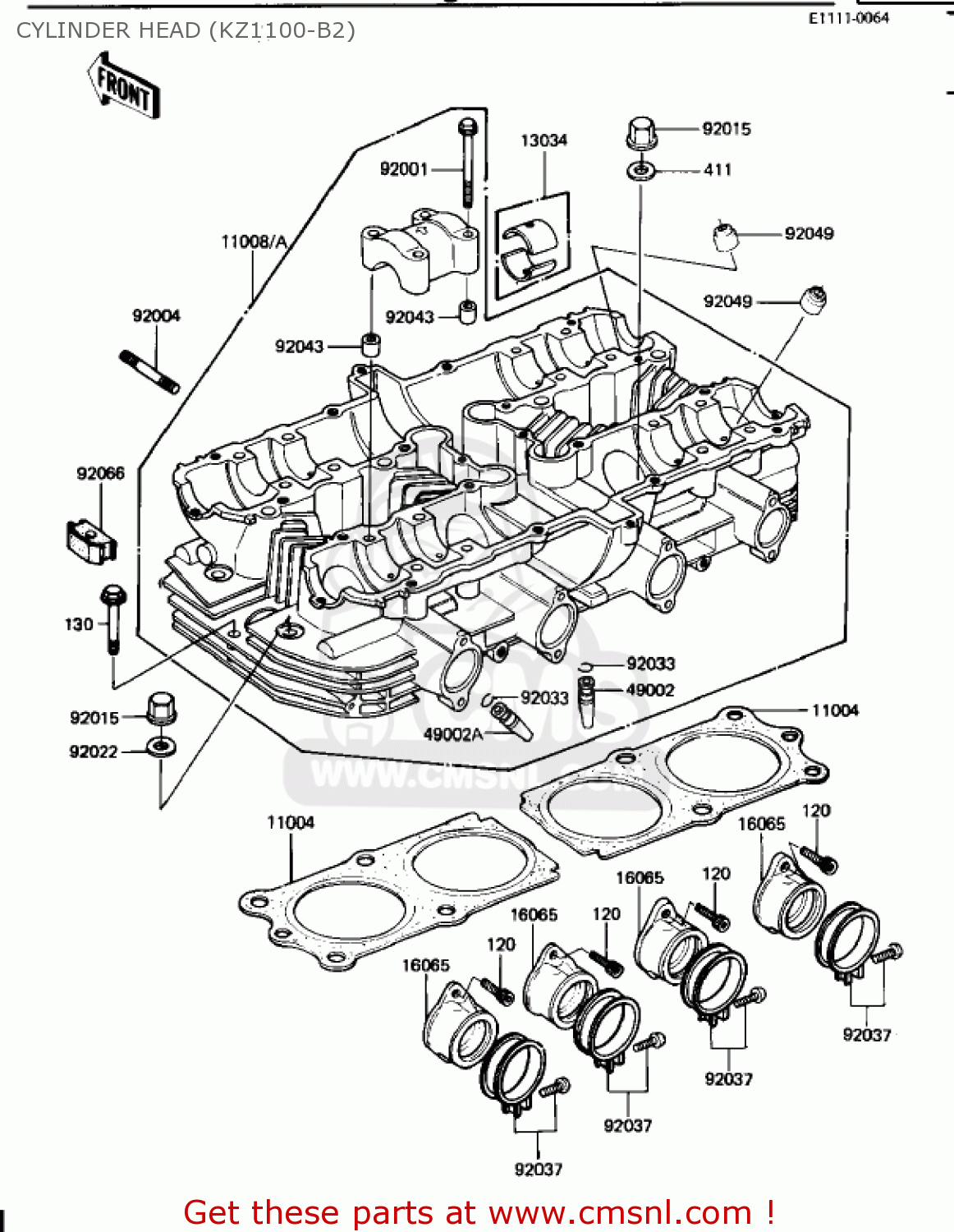 CYLINDER HEAD (KZ1100-B2) KZ1100B2 GPZ 1982 USA CANADA