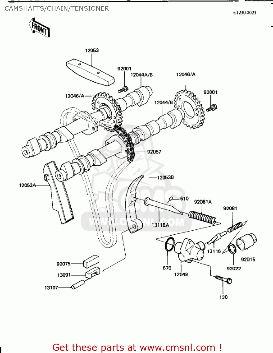 CAMSHAFTS/CHAIN/TENSIONER KZ1100B2 GPZ 1982 USA CANADA