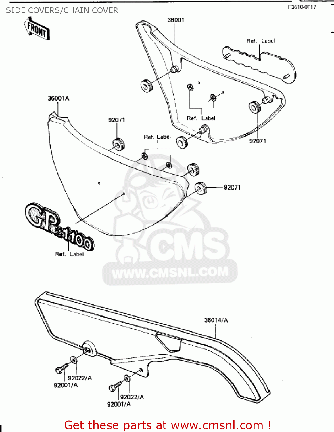 SIDE COVERS/CHAIN COVER KZ1100B2 GPZ 1982 USA CANADA