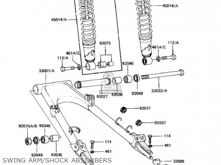 SWING ARM/SHOCK ABSORBERS - KZ1100B2 GPZ 1982 USA CANADA