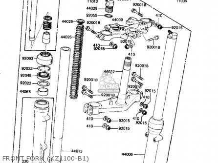 FRONT FORK (KZ1100-B1) - KZ1100B2 GPZ 1982 USA CANADA