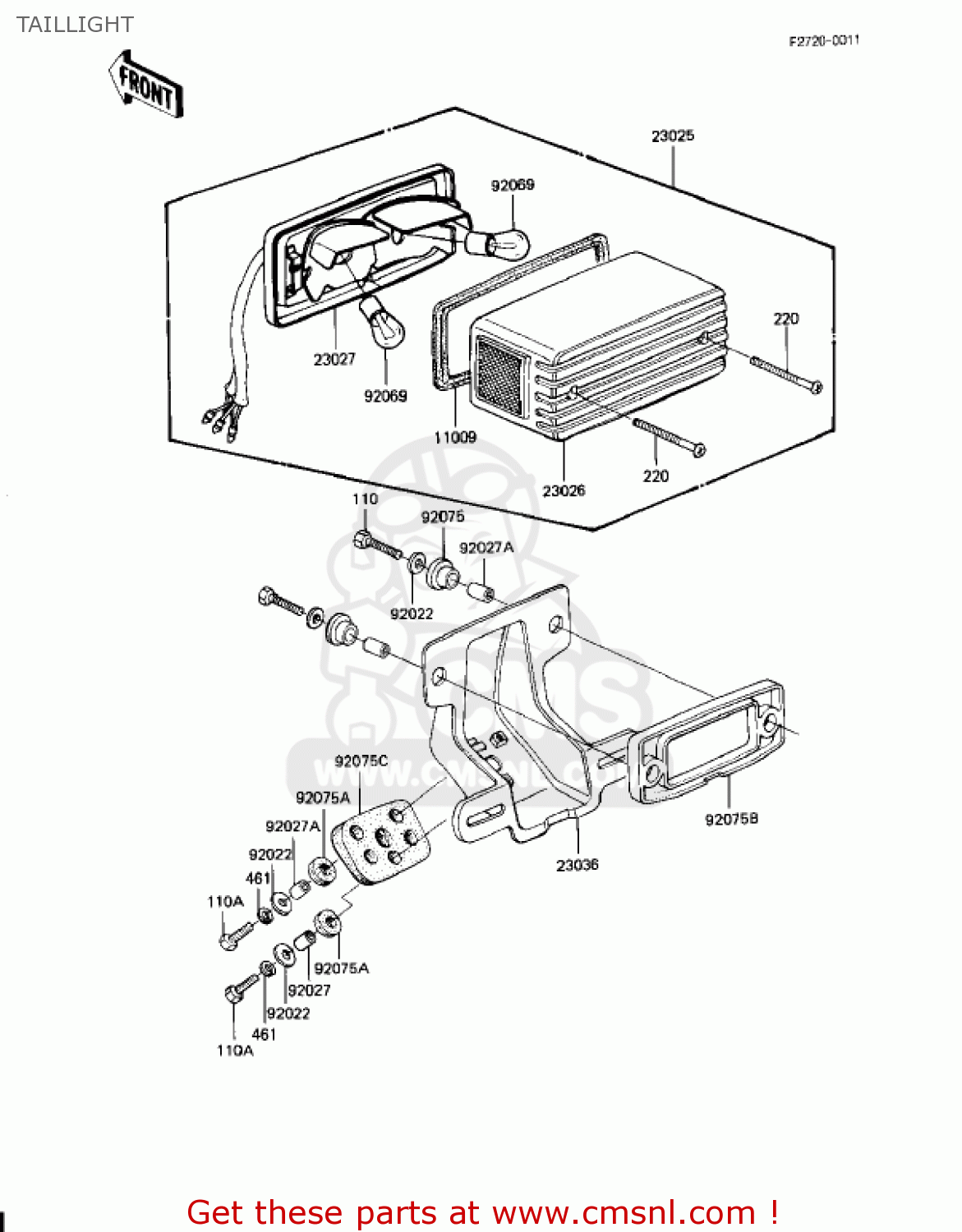 TAILLIGHT KZ1100D1 SPECTRE 1982 USA CANADA