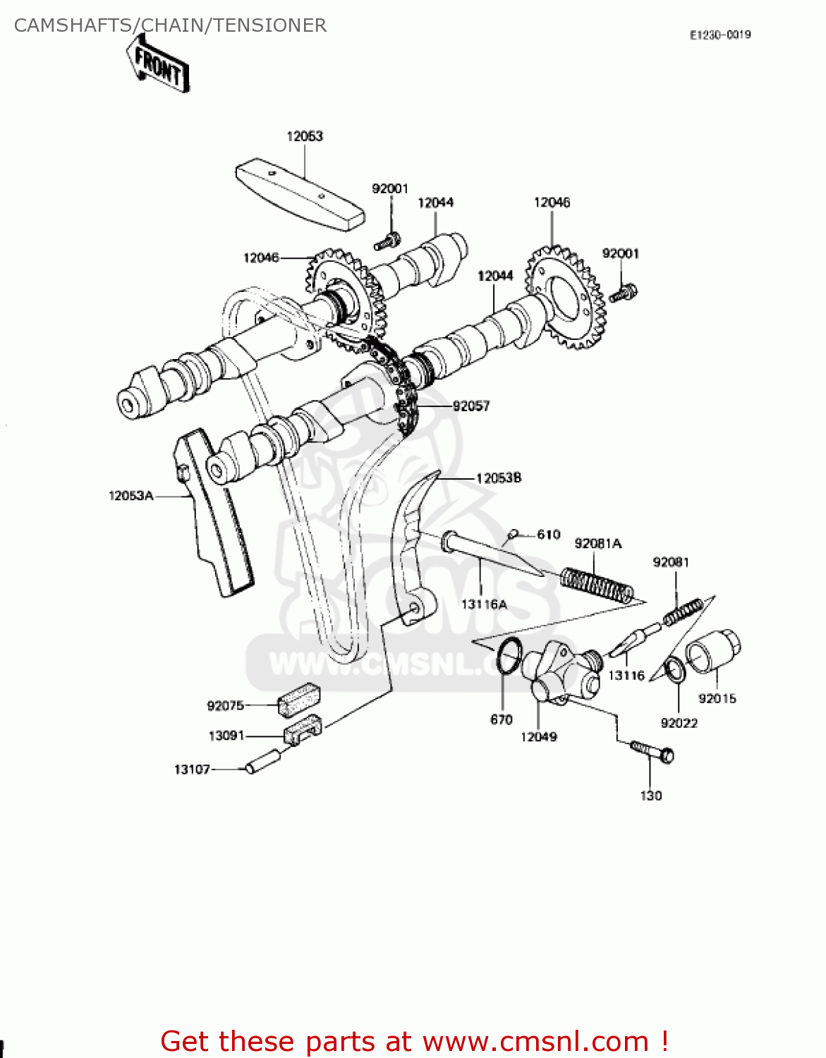 CAMSHAFTS/CHAIN/TENSIONER KZ1100D1 SPECTRE 1982 USA CANADA