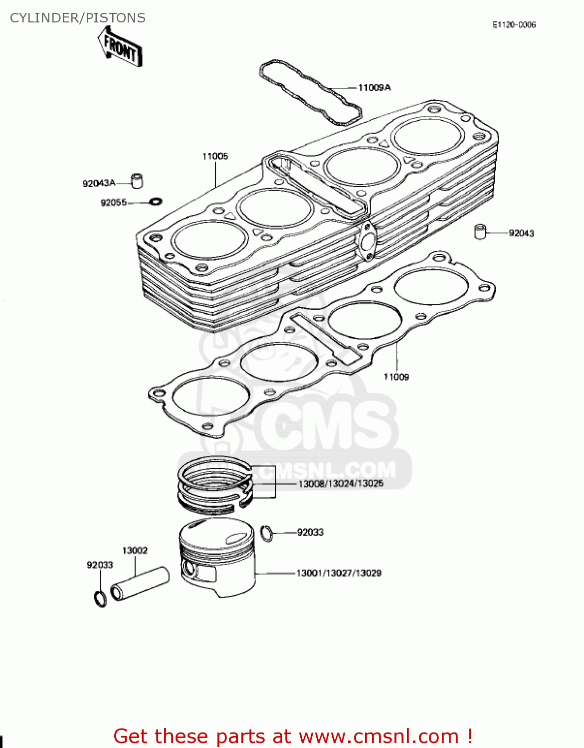 CYLINDER/PISTONS KZ1100D1 SPECTRE 1982 USA CANADA