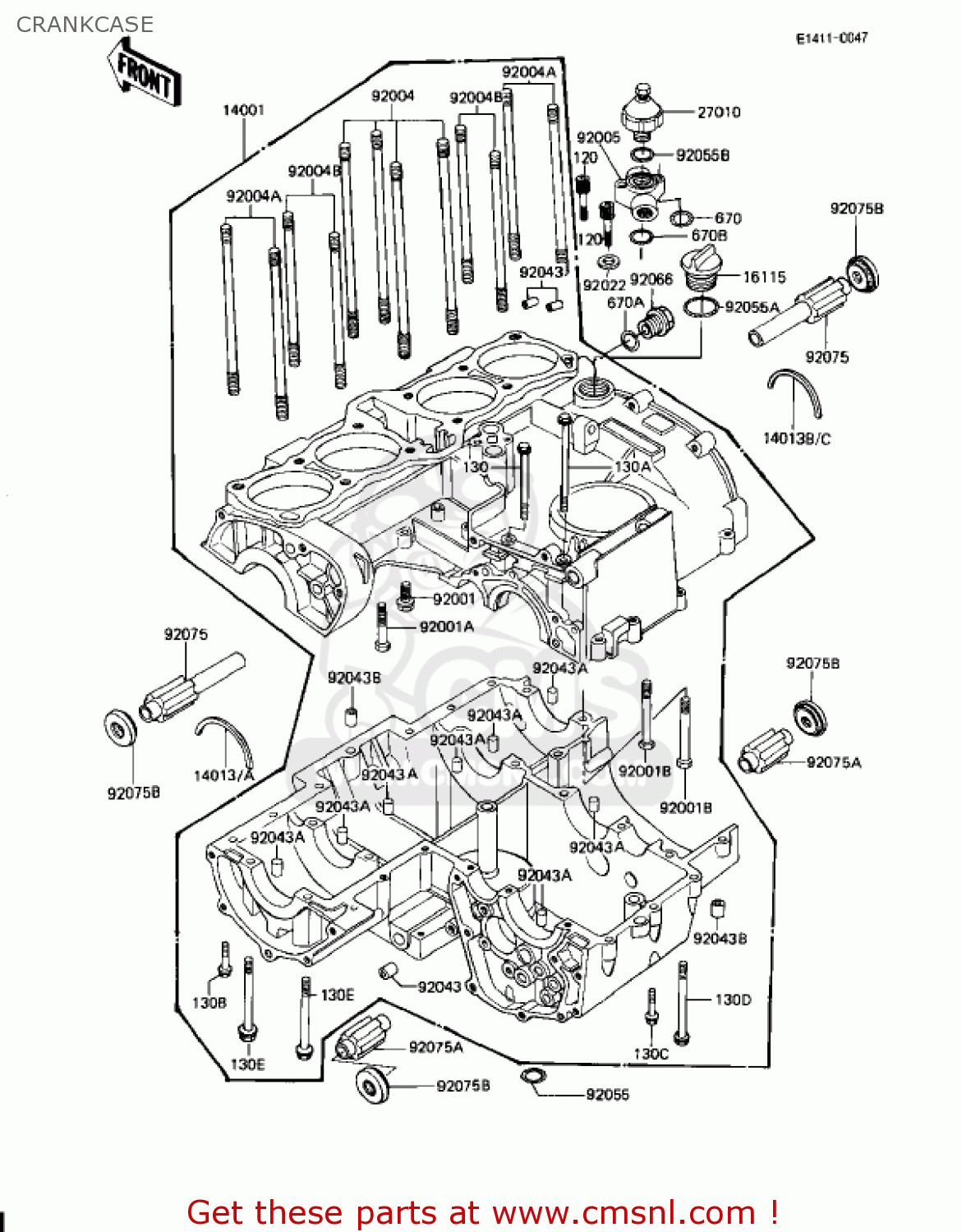 CRANKCASE KZ1100D1 SPECTRE 1982 USA CANADA