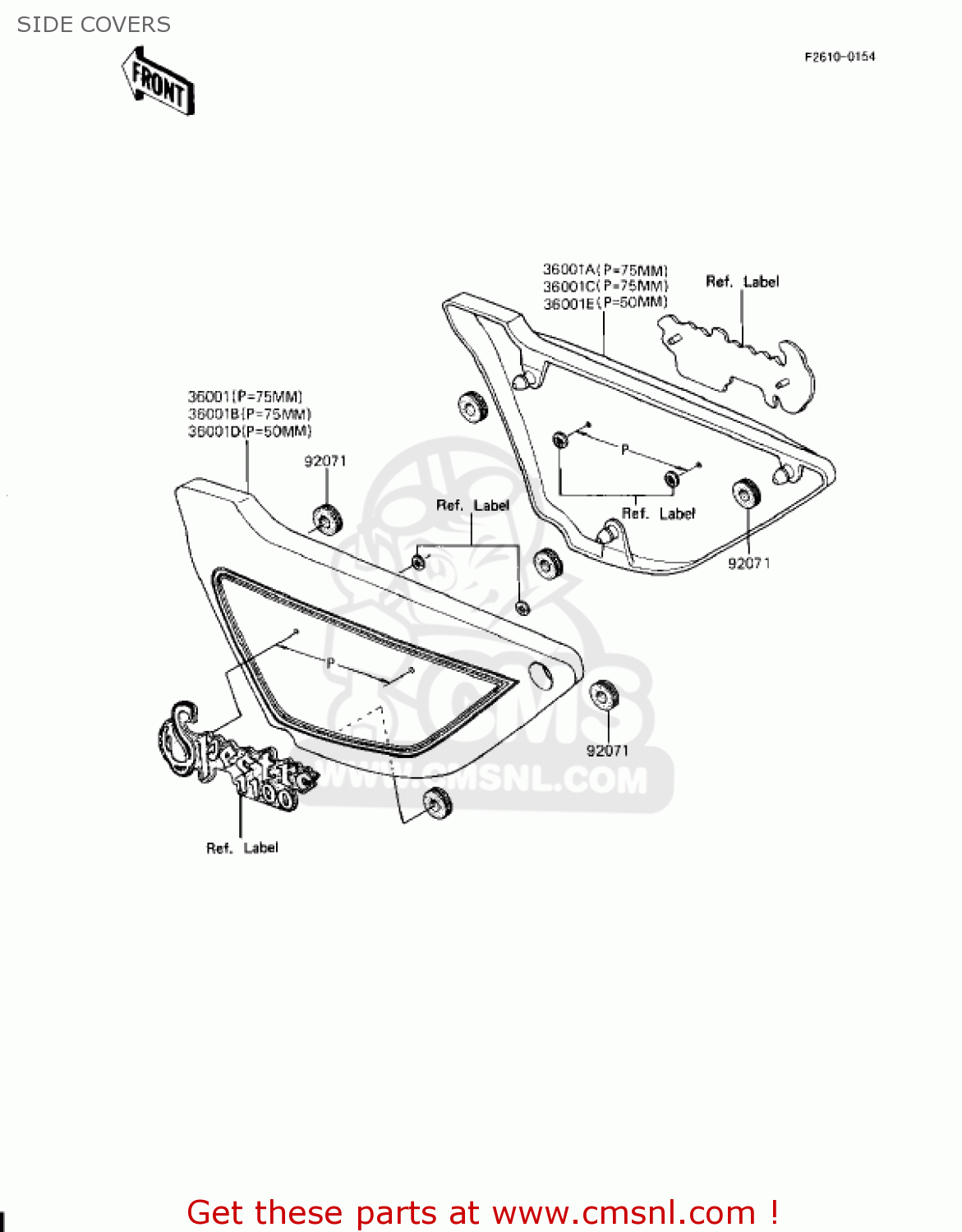 SIDE COVERS KZ1100D1 SPECTRE 1982 USA CANADA