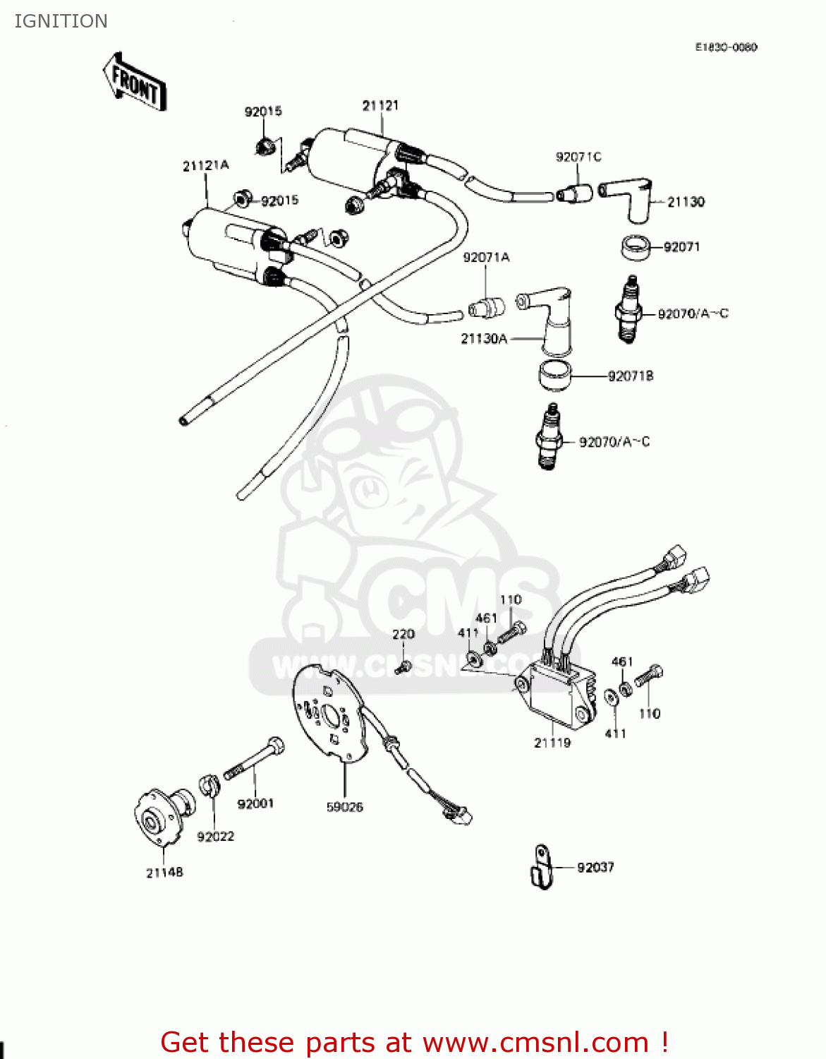 IGNITION KZ1100D1 SPECTRE 1982 USA CANADA