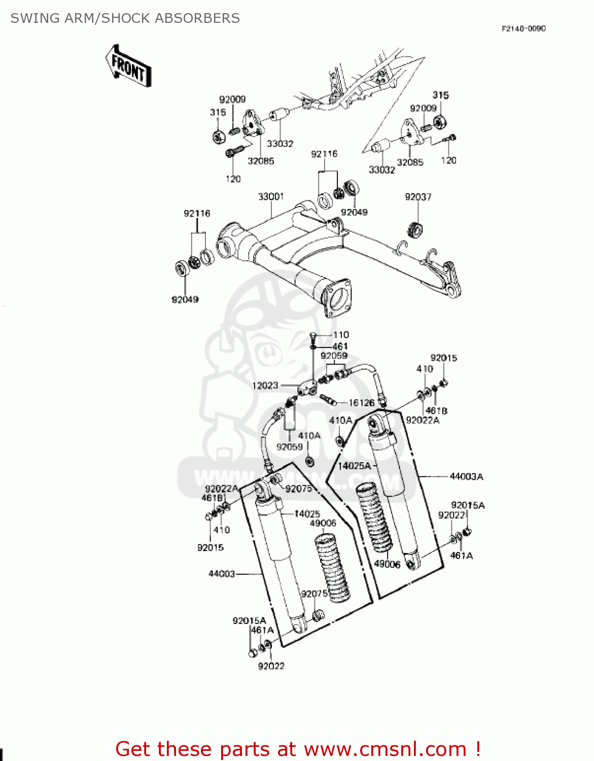 SWING ARM/SHOCK ABSORBERS KZ1100D1 SPECTRE 1982 USA CANADA