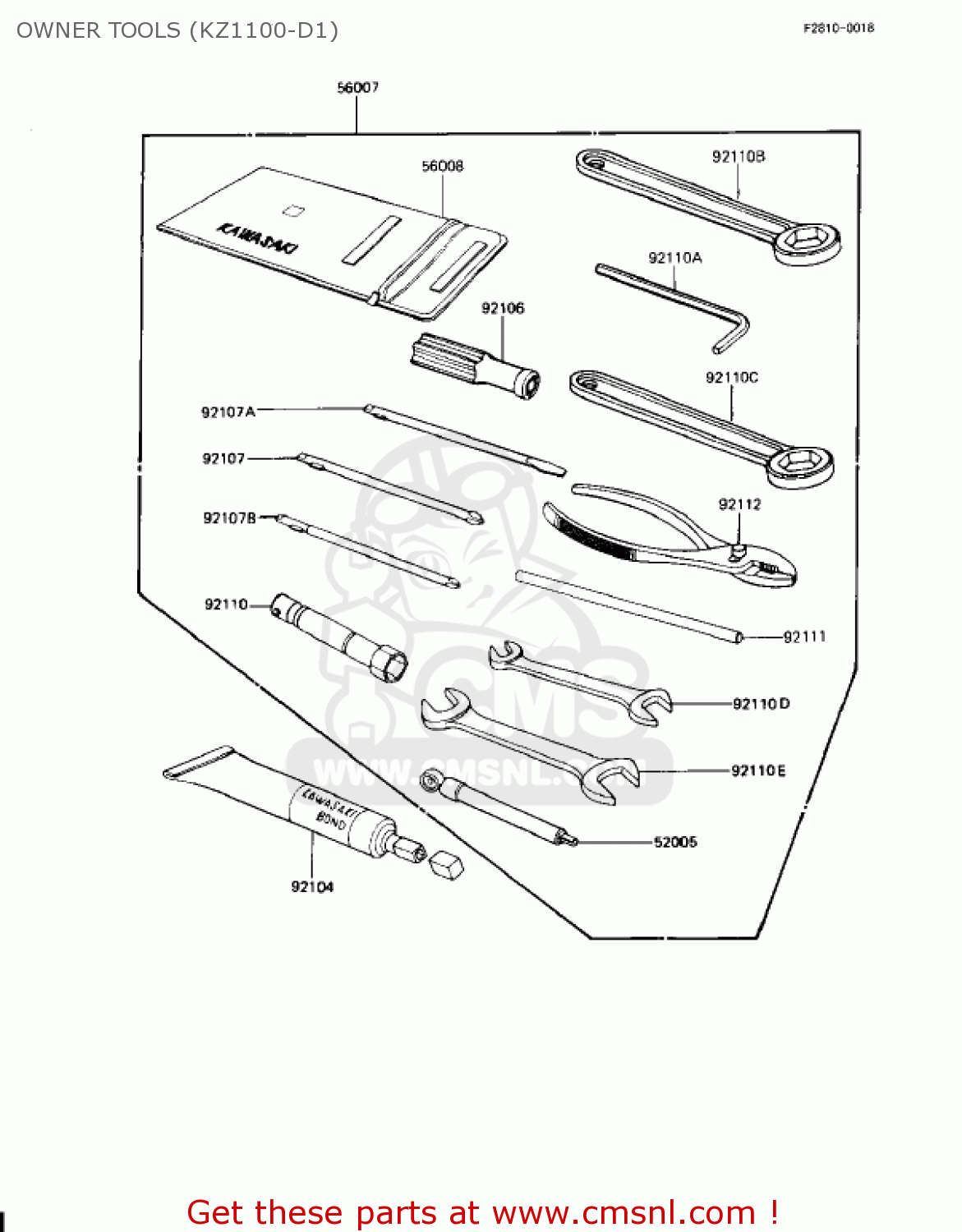 OWNER TOOLS (KZ1100-D1) KZ1100D1 SPECTRE 1982 USA CANADA