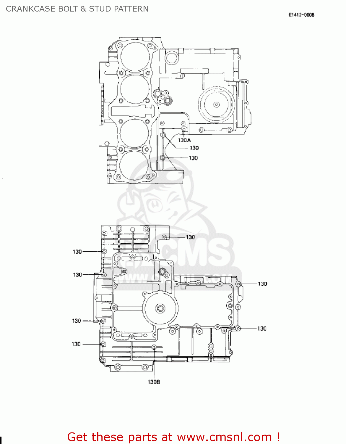 CRANKCASE BOLT & STUD PATTERN KZ1100D1 SPECTRE 1982 USA CANADA