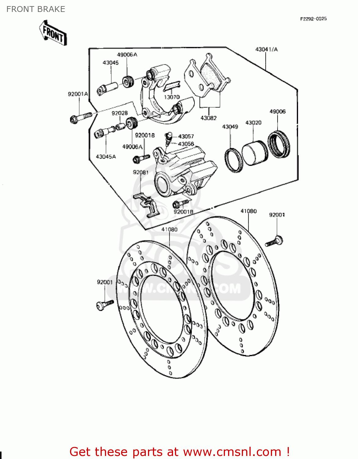 FRONT BRAKE KZ1100D1 SPECTRE 1982 USA CANADA