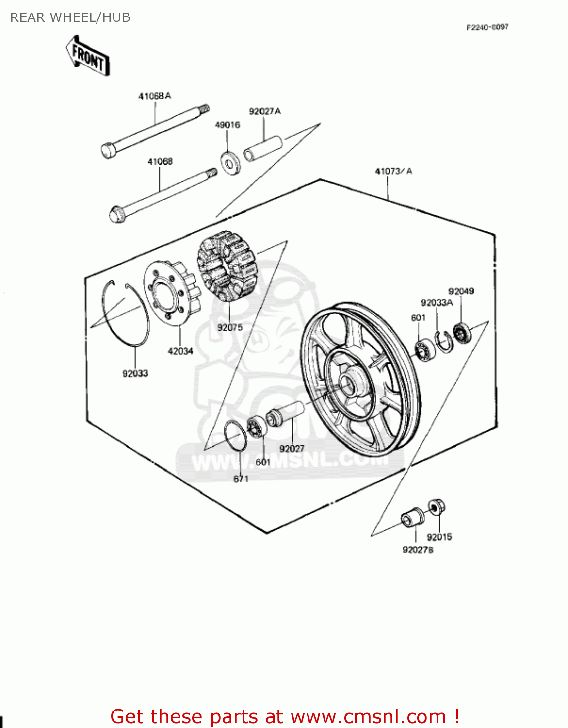 REAR WHEEL/HUB KZ1100D1 SPECTRE 1982 USA CANADA