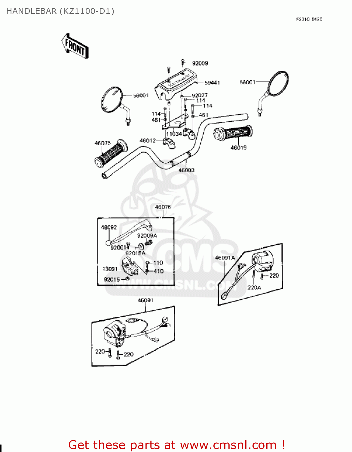 HANDLEBAR (KZ1100-D1) KZ1100D1 SPECTRE 1982 USA CANADA